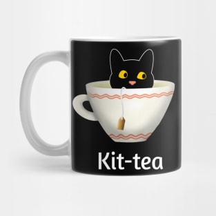 Kit-Tea Funny Cat Lover Gift, Cute Black Cat kitten kitty hiding in a cup of tea Mug